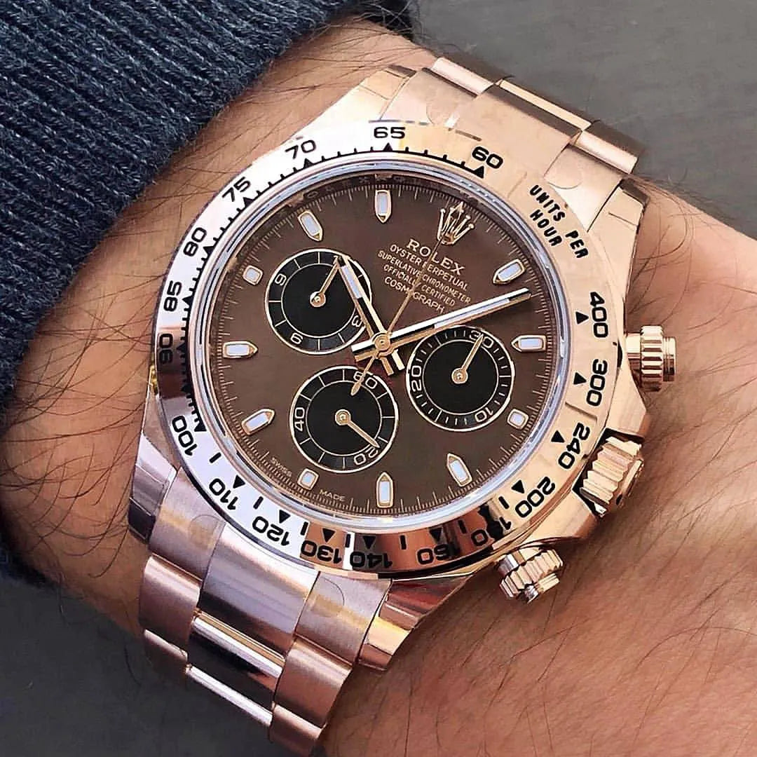 Rolex daytona everose discount gold chocolate dial