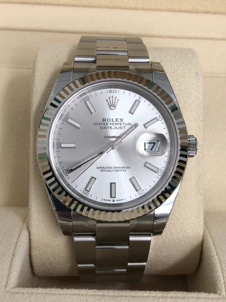 Rolex datejust 41 silver dial fluted bezel Clearance