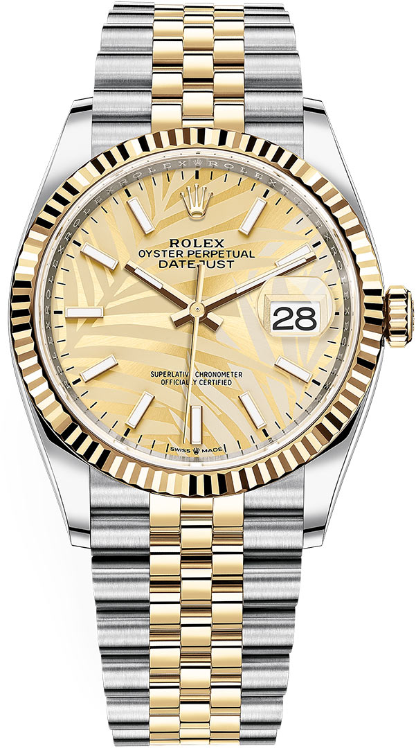 2021 Datejust 36 Champagne Palm Motif Dial Two Tone Jubilee