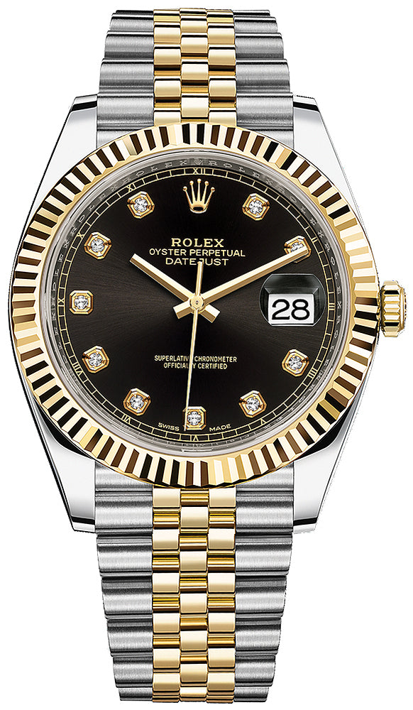 2021 Rolex Datejust 41mm Black Diamond Dial Jubilee Bracelet