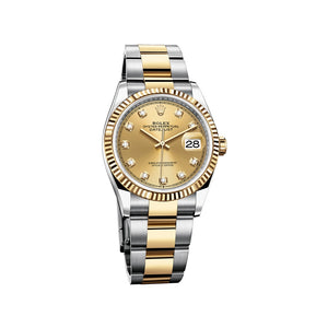 2019 Datejust 36 Champagne Diamond Dial Two Tone Oyster Bracelet